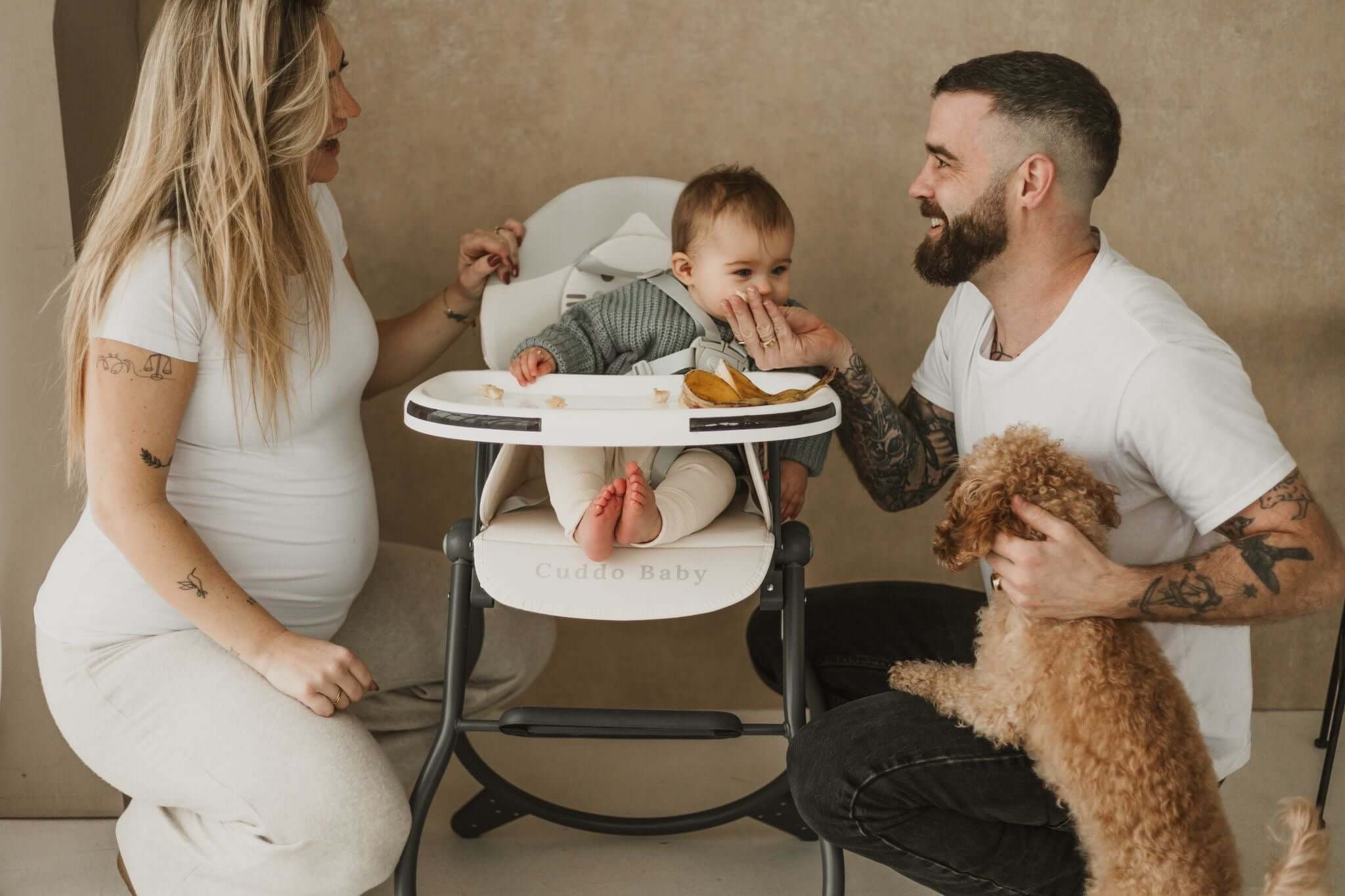 High Chair | Me + Free Powder Pink Bib - Cuddo Baby