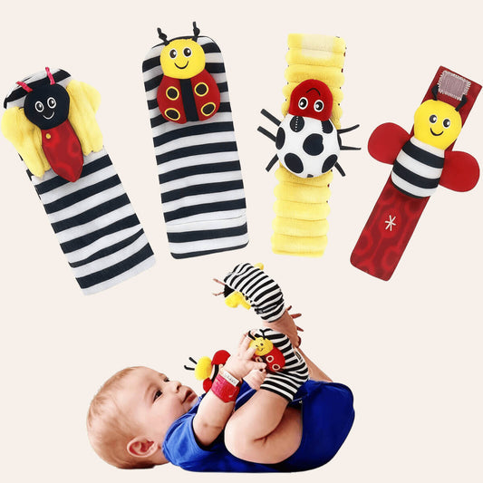 Cuddobaby Baby Rattle Socks & Wrist Rattles Set – For Newborns & Baby Bouncer Playtime - CuddobabyCuddobaby Baby Rattle Socks & Wrist Rattles Set – For Newborns & Baby Bouncer Playtime