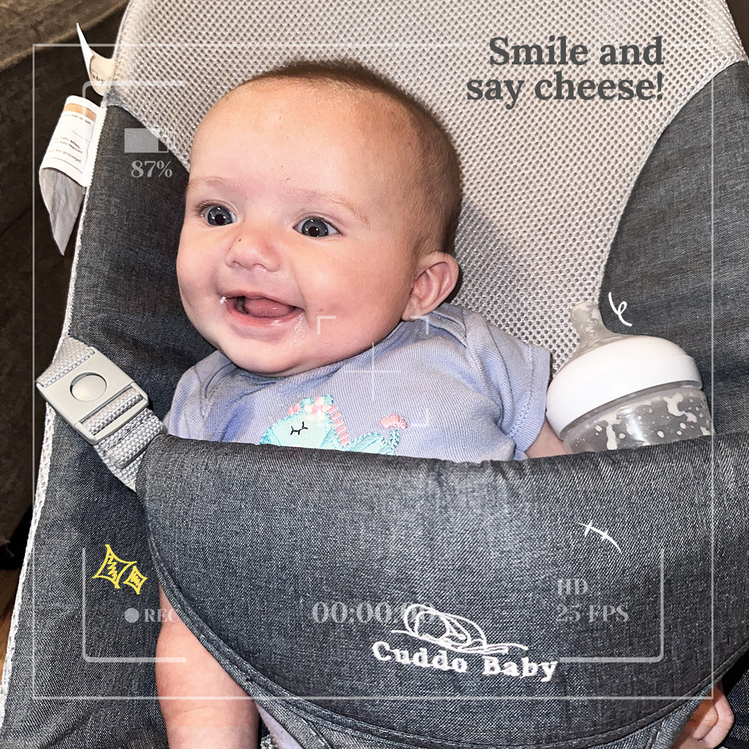 Ergonomic Montessori baby bouncer blending with neutral nursery design