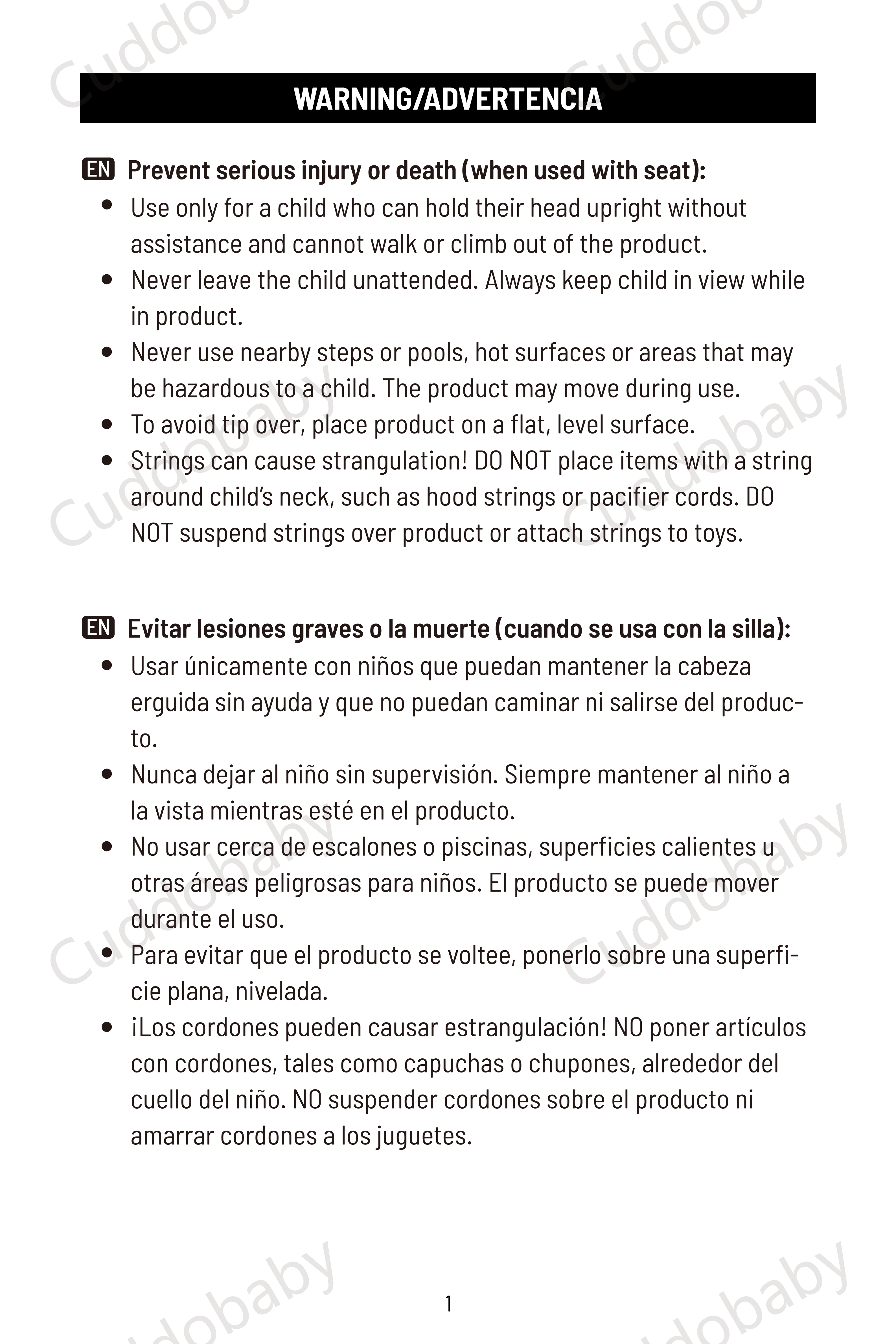 Cuddobaby 4 in 1 Activity Center Owner's Manual- 2