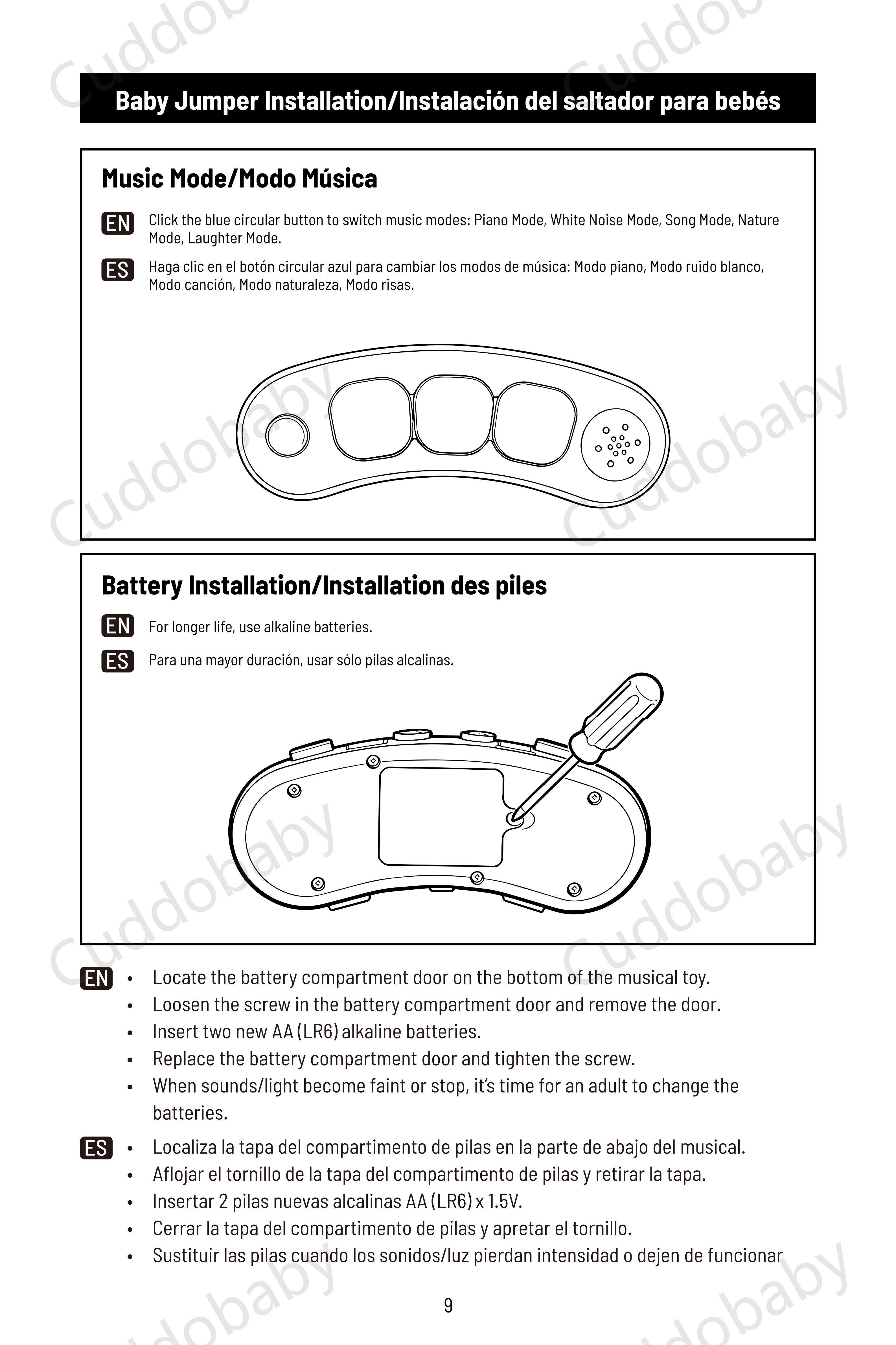 Cuddobaby 4 in 1 Activity Center Owner's Manual- 10