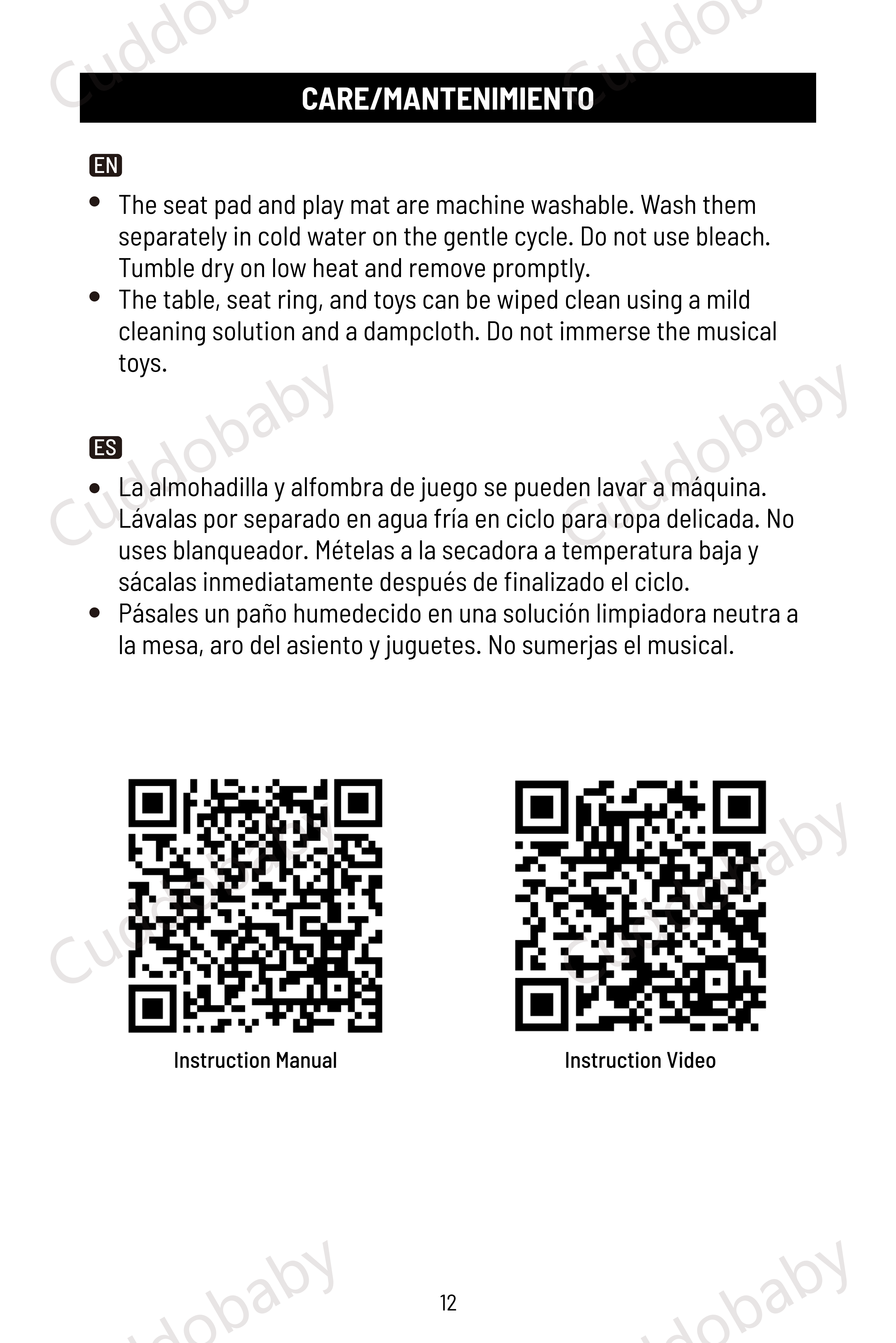 Cuddobaby 4 in 1 Activity Center Owner's Manual- 13