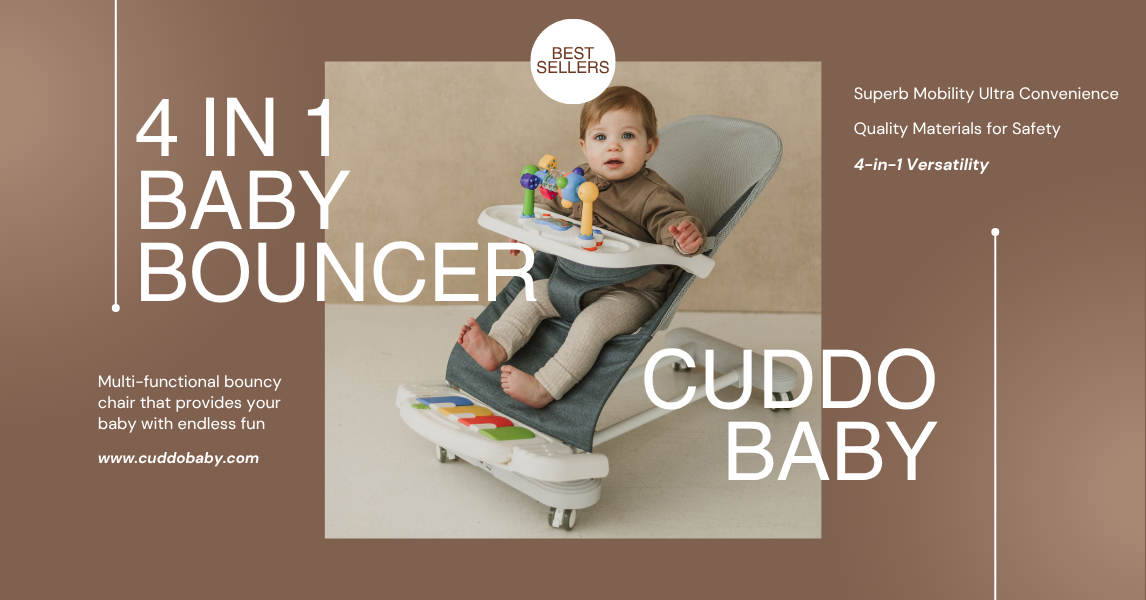 Montessori baby bouncer folded and stored in minimalist nursery