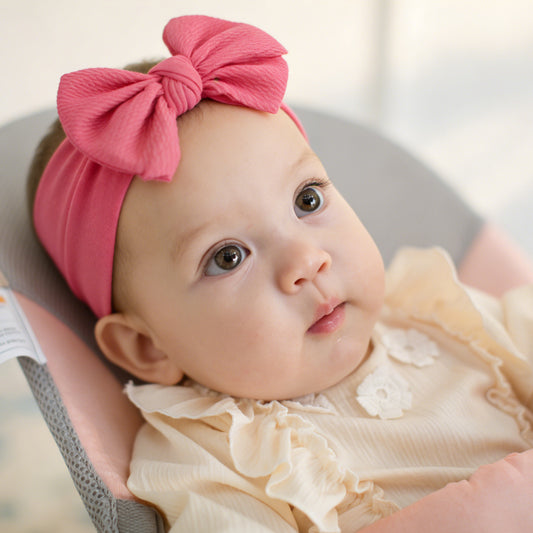 Cuddobaby Baby Girl Headbands - Nylon Bow Hair Accessories Pink