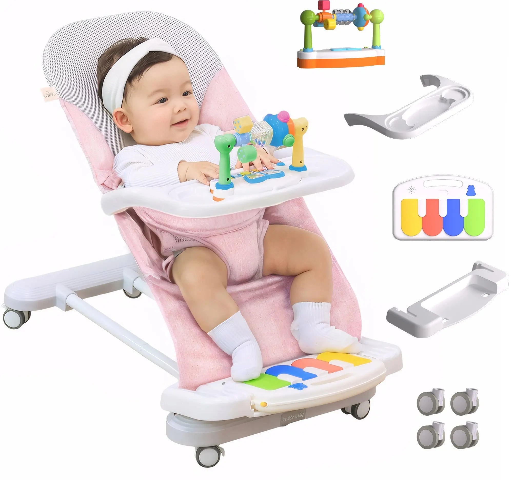 CuddoBaby Baby Bouncer 4 - in - 1 on Wheels - Pink - CuddobabyCuddoBaby Baby Bouncer 4 - in - 1 on Wheels - Pink