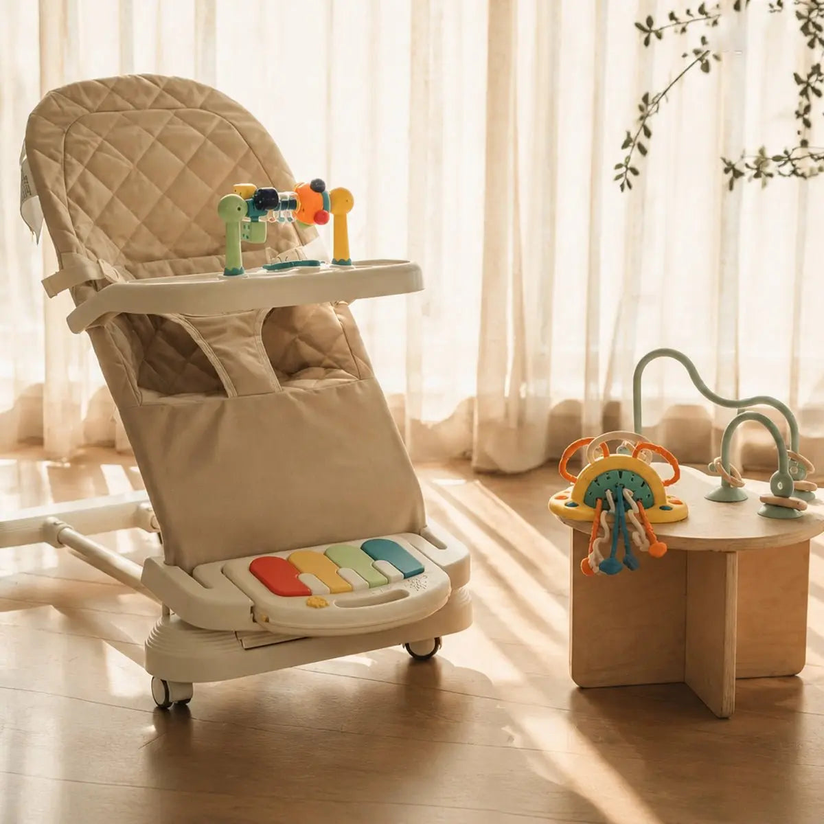 Cuddobaby Play & Grow Baby Bouncer Seat | Khaki - Cuddobaby