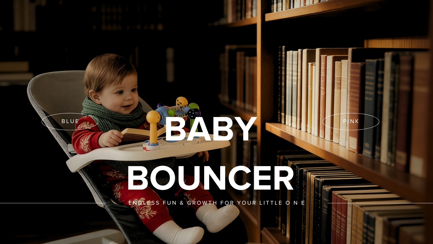 A travel bouncer set up in a sunny hotel room.