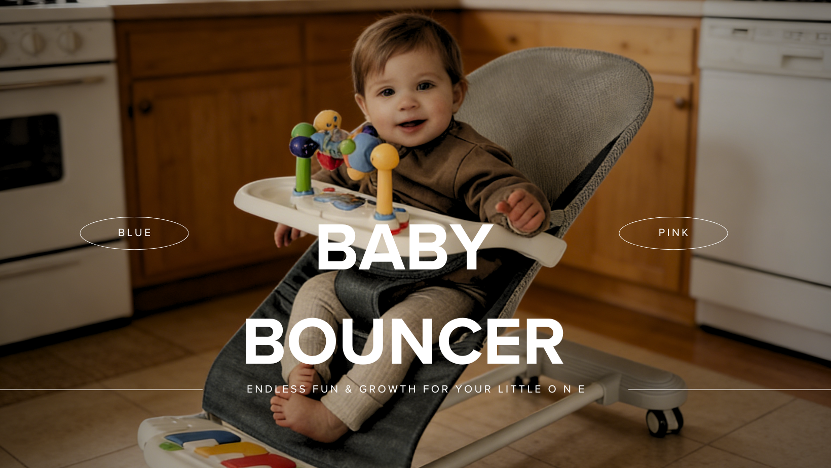 A parent taking a calm breath while their baby rests in a mesh bouncer