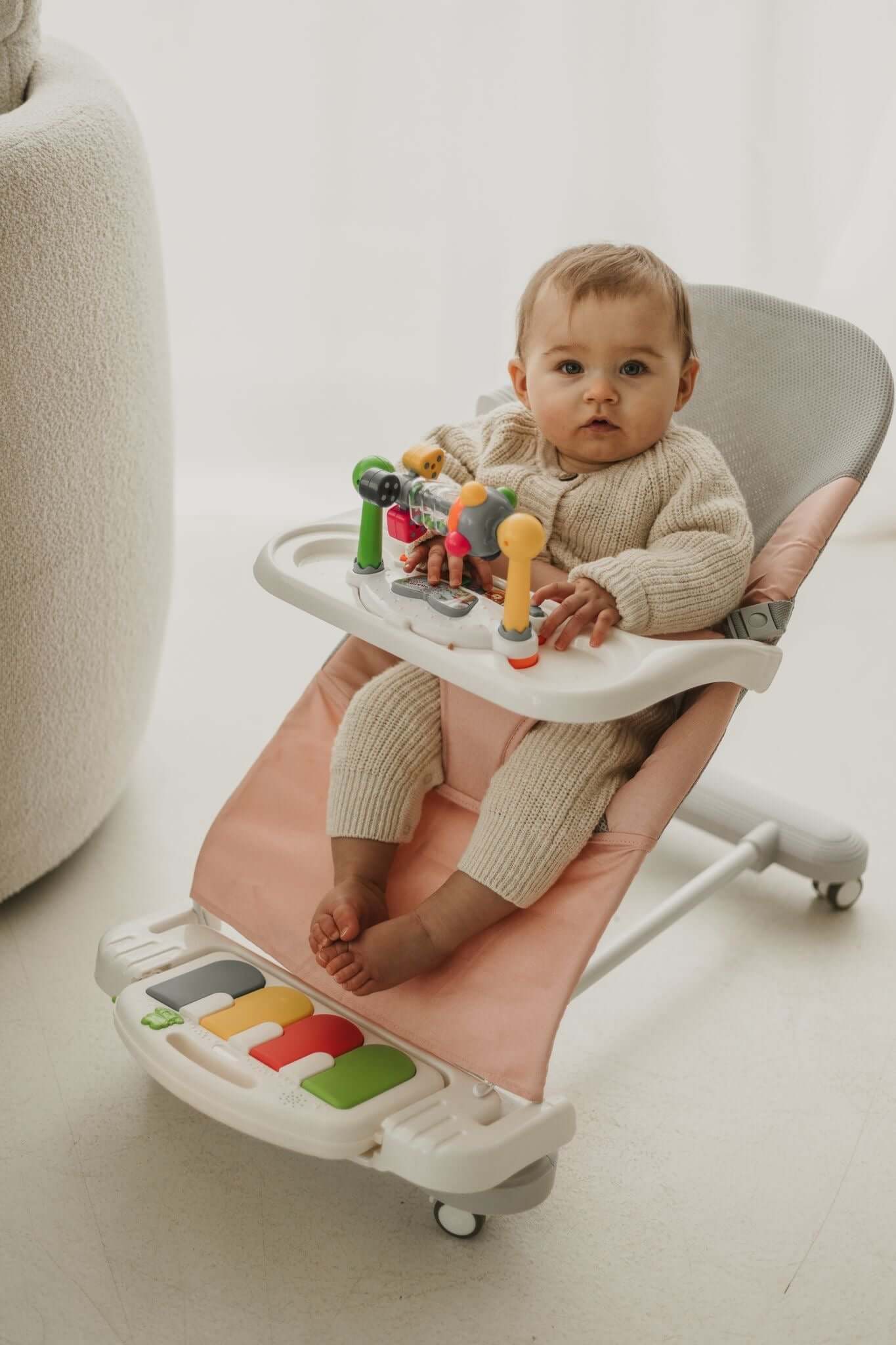 Cuddobaby 4-in-1 Baby Bouncer in Pink with BPA-Free Materials for Infants