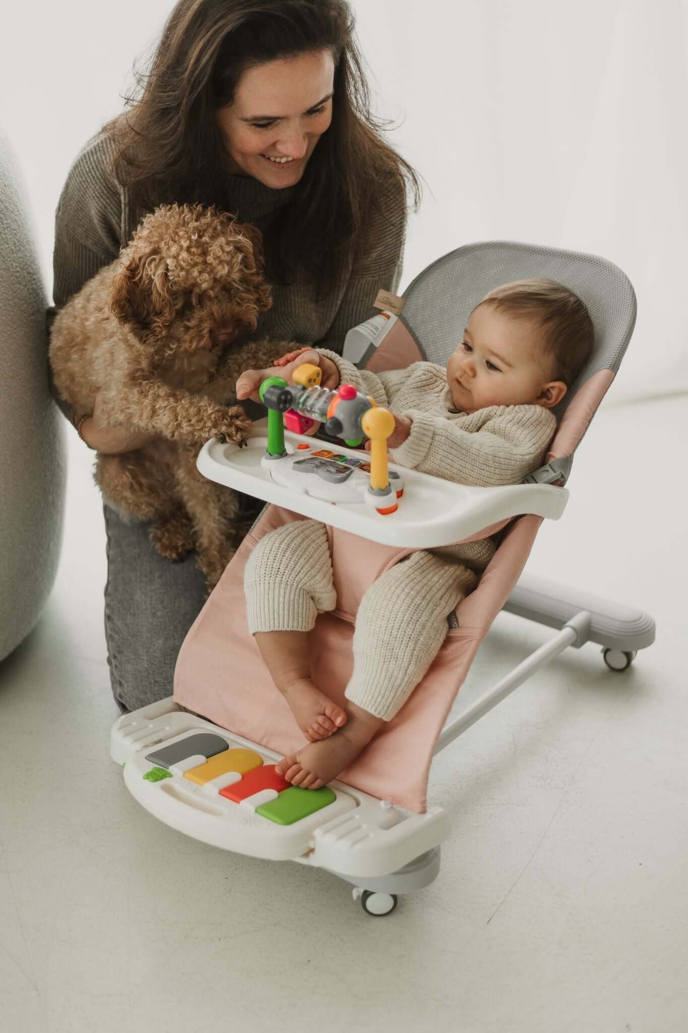 Cuddobaby 4-in-1 Baby Bouncer Pink with Breathable Mesh for Comfort