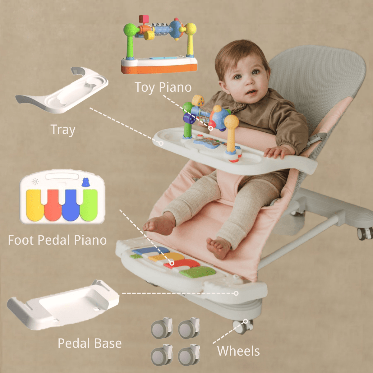 Cuddobaby 4 - in - 1 Baby Bouncer Fun | Pink - CuddobabyCuddobaby 4 - in - 1 Baby Bouncer Fun | Pink
