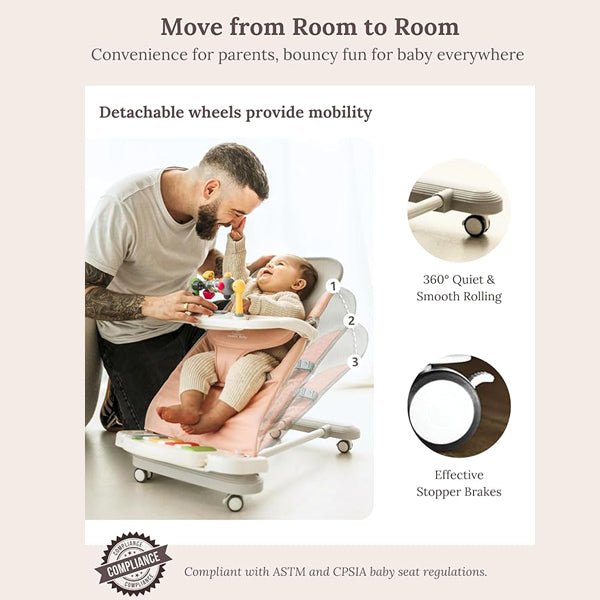 CuddoBaby Baby Bouncer 4 - in - 1 on Wheels - Pink - CuddobabyCuddoBaby Baby Bouncer 4 - in - 1 on Wheels - Pink