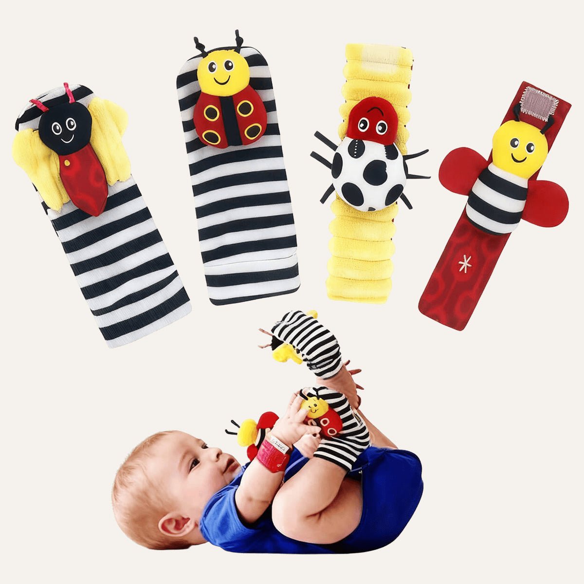 Cuddobaby Baby Rattle Socks & Wrist Rattles Set – For Newborns & Baby Bouncer Playtime - CuddobabyCuddobaby Baby Rattle Socks & Wrist Rattles Set – For Newborns & Baby Bouncer Playtime
