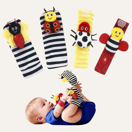 Cuddobaby Baby Rattle Socks & Wrist Rattles Set – For Newborns & Baby Bouncer Playtime - CuddobabyCuddobaby Baby Rattle Socks & Wrist Rattles Set – For Newborns & Baby Bouncer Playtime