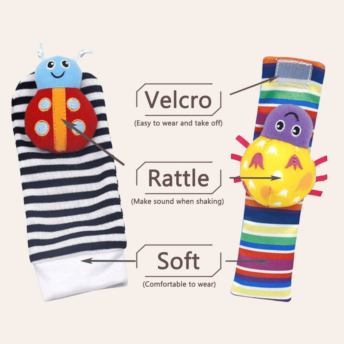 Cuddobaby Baby Rattle Socks & Wrist Rattles Set – For Newborns & Baby Bouncer Playtime - CuddobabyCuddobaby Baby Rattle Socks & Wrist Rattles Set – For Newborns & Baby Bouncer Playtime