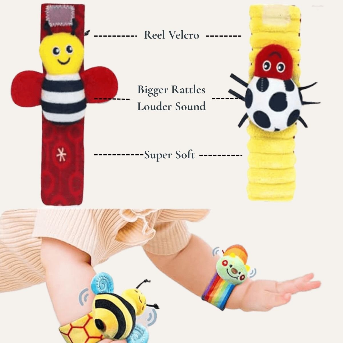 Cuddobaby Baby Rattle Socks & Wrist Rattles Set – For Newborns & Baby Bouncer Playtime - CuddobabyCuddobaby Baby Rattle Socks & Wrist Rattles Set – For Newborns & Baby Bouncer Playtime