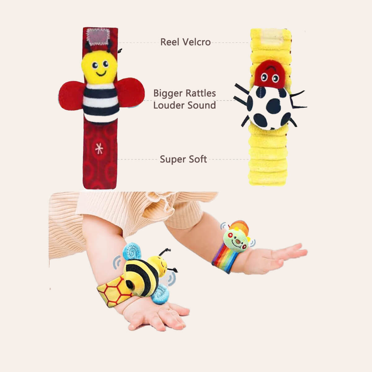 Cuddobaby Baby Rattle Socks & Wrist Rattles Set – For Newborns & Baby Bouncer Playtime - CuddobabyCuddobaby Baby Rattle Socks & Wrist Rattles Set – For Newborns & Baby Bouncer Playtime