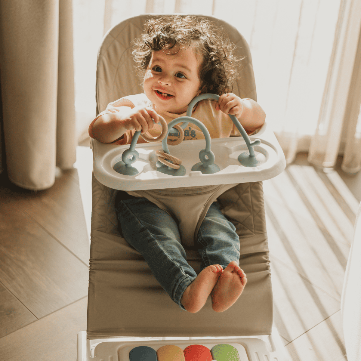 Cuddobaby Montessori Food Grade Silicone String with Oak Loop Toys - CuddobabyCuddobaby Montessori Food Grade Silicone String with Oak Loop Toys