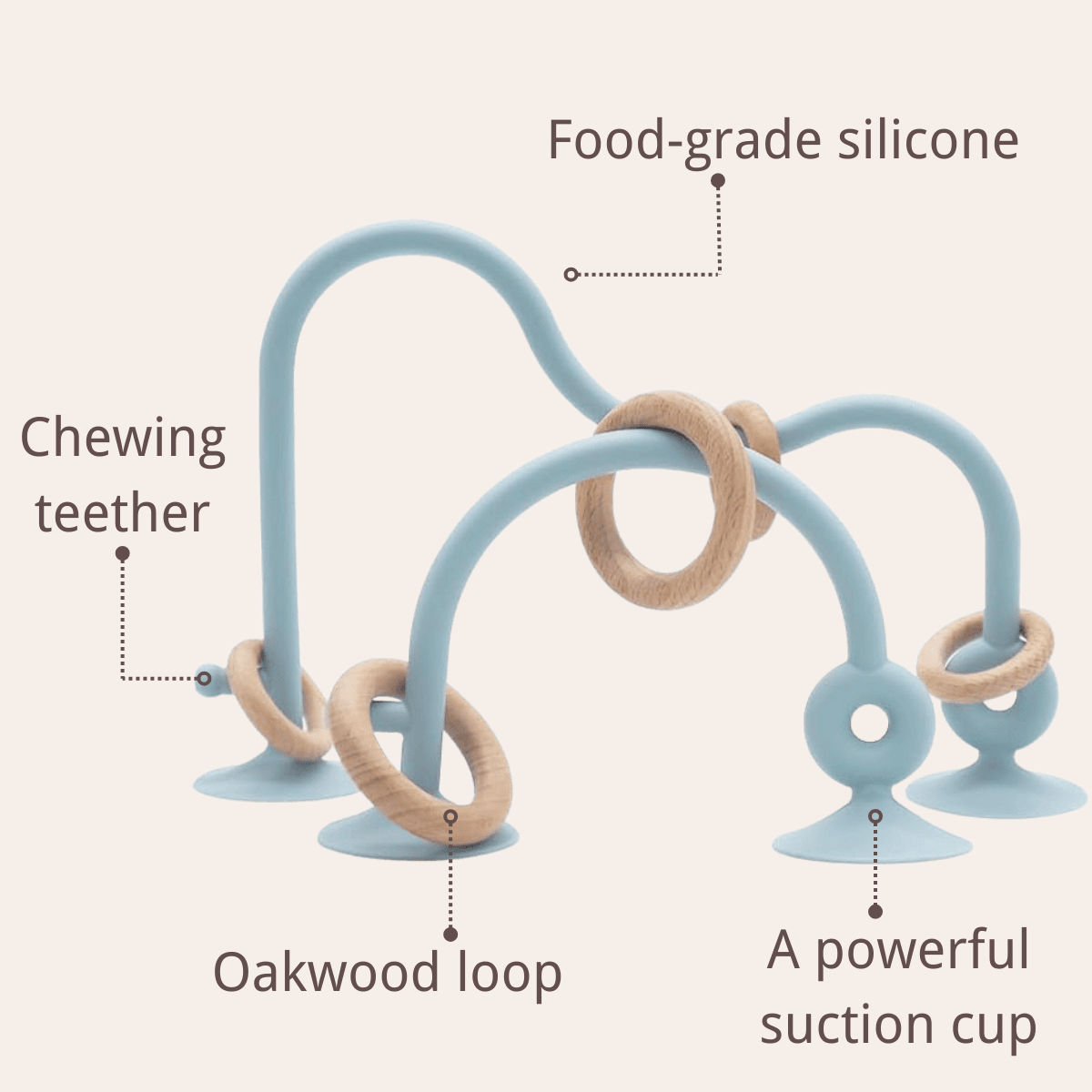 Cuddobaby Montessori Food Grade Silicone String with Oak Loop Toys - Cuddobaby
