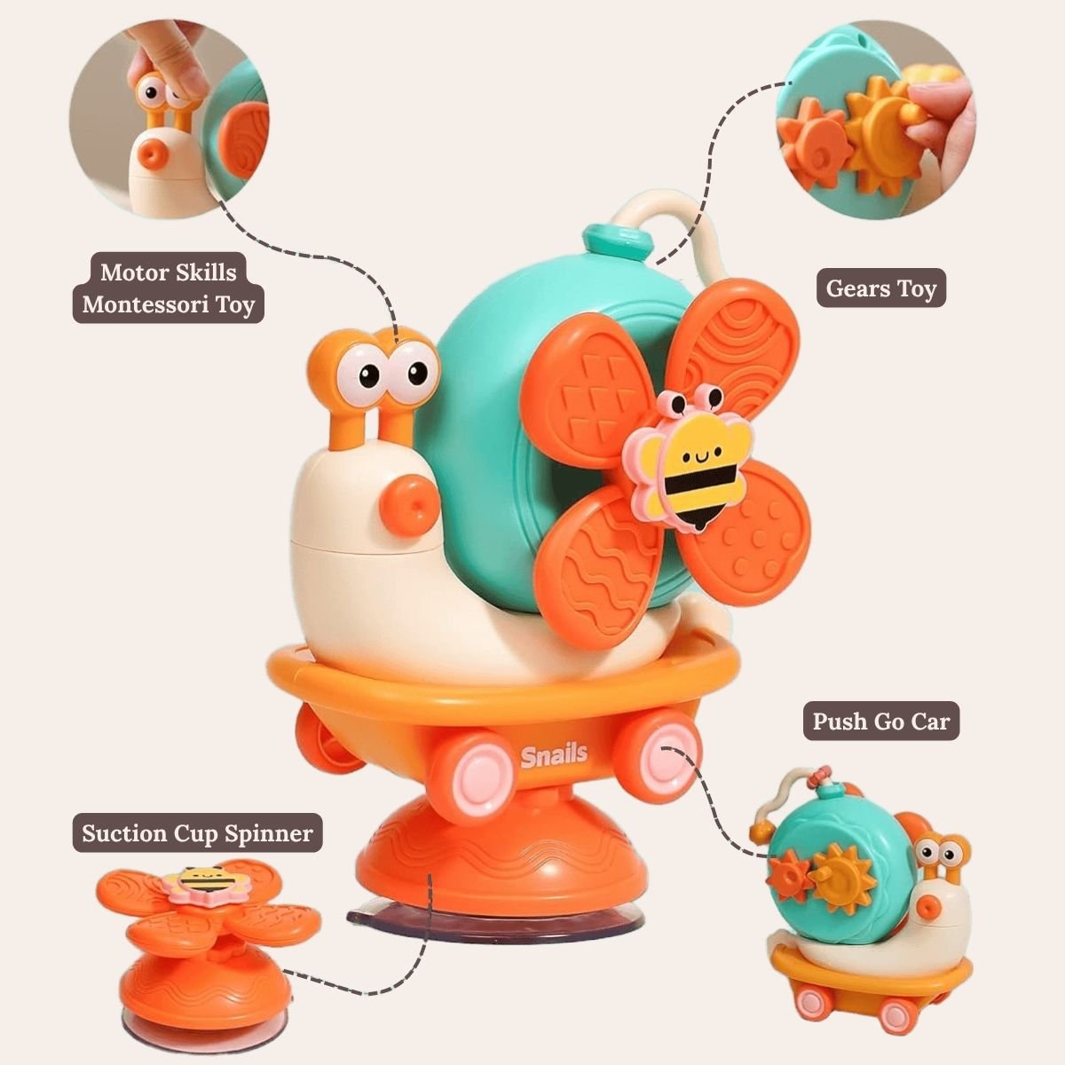 Cuddobaby Multi - Montessori Snail Toy – Smart Playtime for Little Explorers - CuddobabyCuddobaby Multi - Montessori Snail Toy – Smart Playtime for Little Explorers