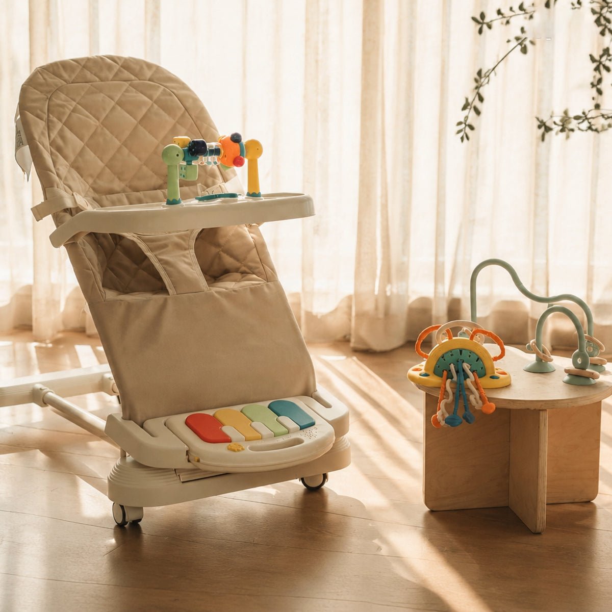 Cuddobaby Play & Grow Baby Bouncer Seat | Khaki - Cuddobaby