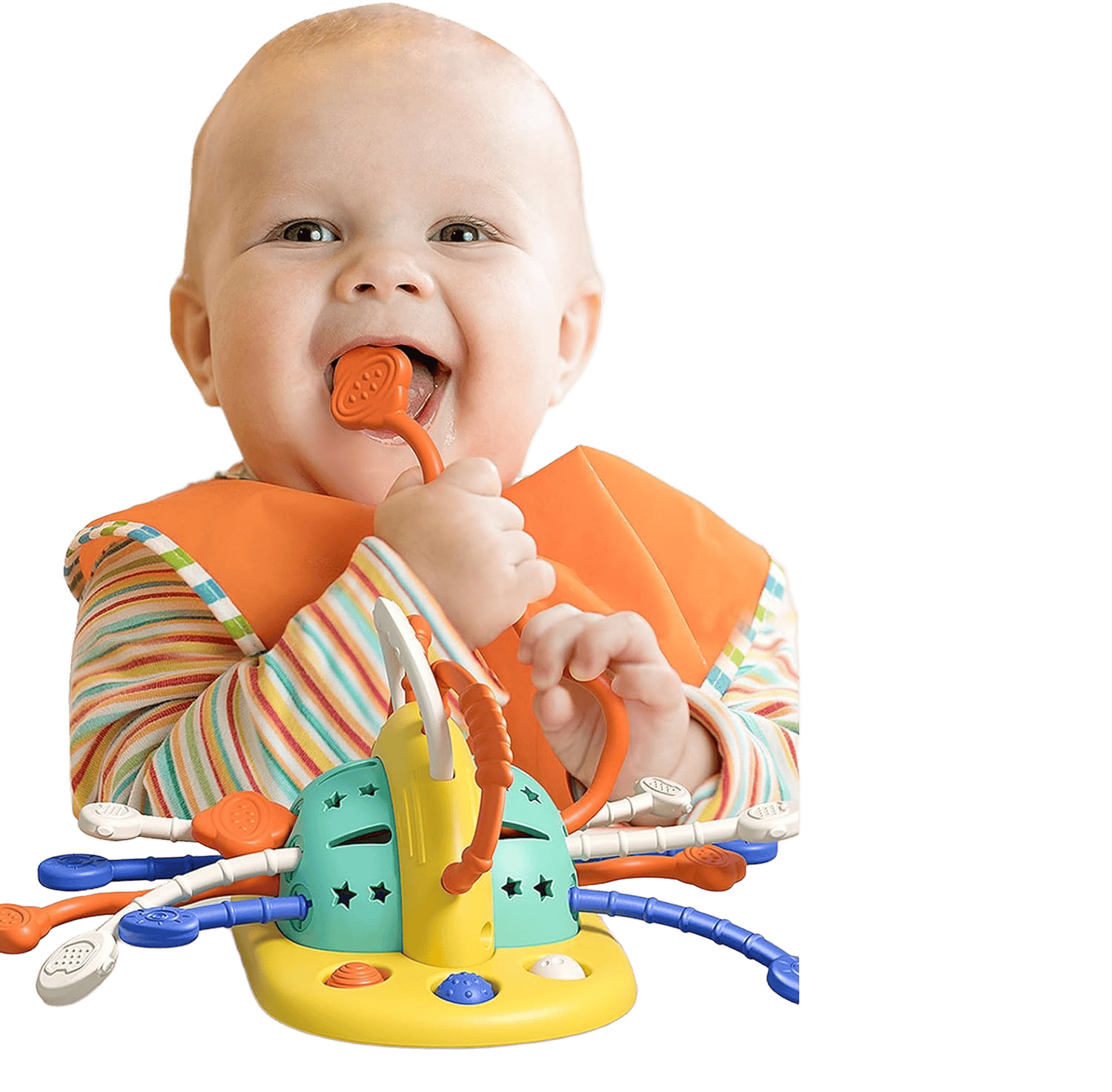 Baby practicing rolling and reaching during playtime